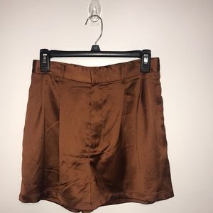 High Waist Silky Brown Shorts